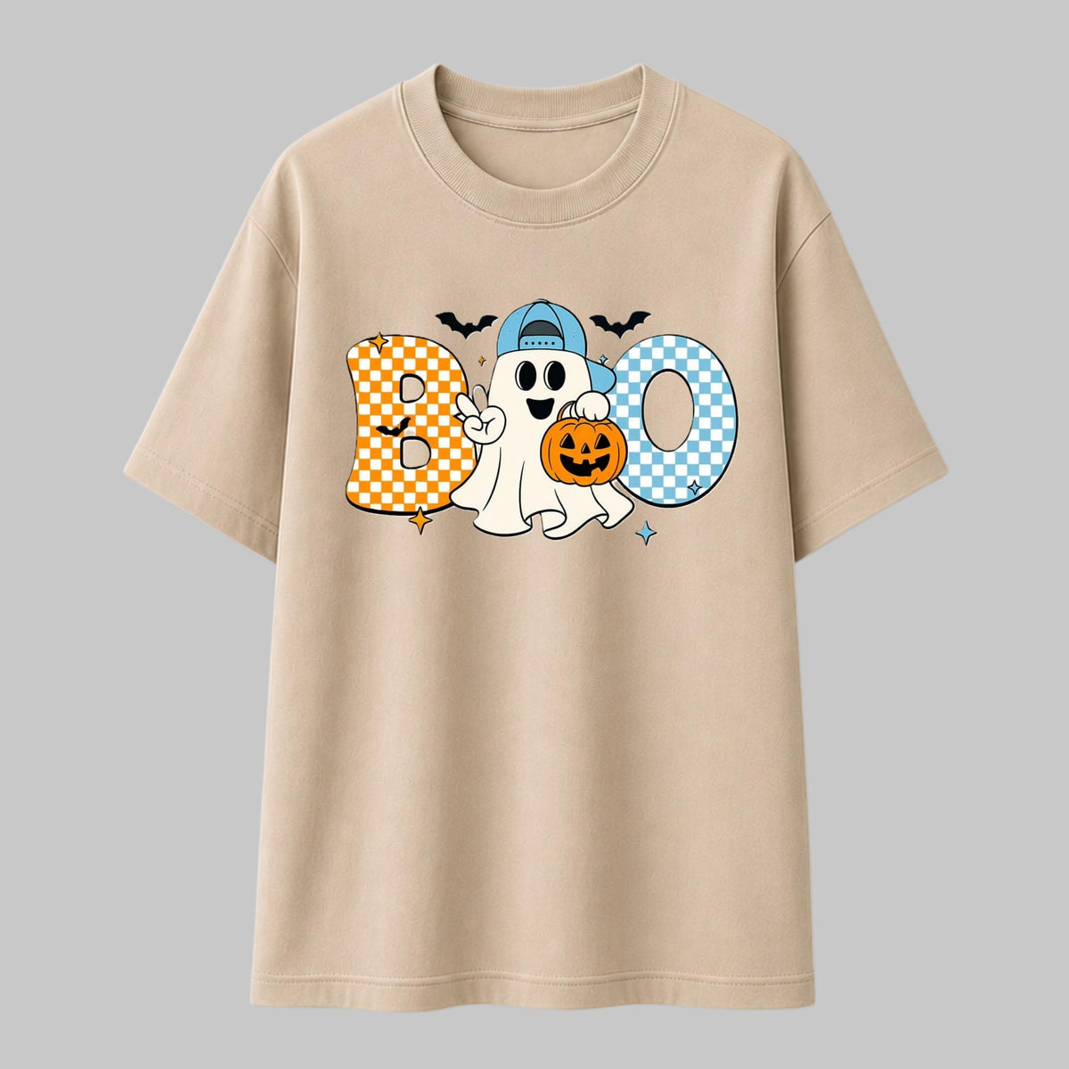 BOO Ghost Halloween T-Shirt, Kawaii Pumpkin Spooky Season Tee