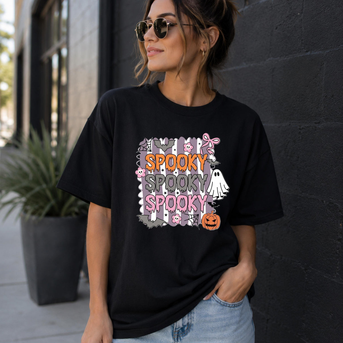 Pastel Spooky Ghost Pumpkin Halloween T-Shirt, Kawaii Fall Graphic Tee