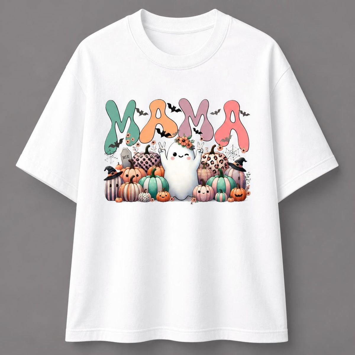 Halloween Mama Ghost Pumpkin Shirt, Spooky Season Mom Graphic Tee