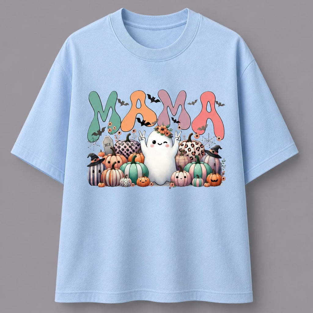 Halloween Mama Ghost Pumpkin Shirt, Spooky Season Mom Graphic Tee
