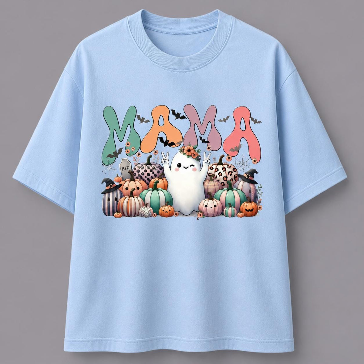 Halloween Mama Ghost Pumpkin Shirt, Spooky Season Mom Graphic Tee
