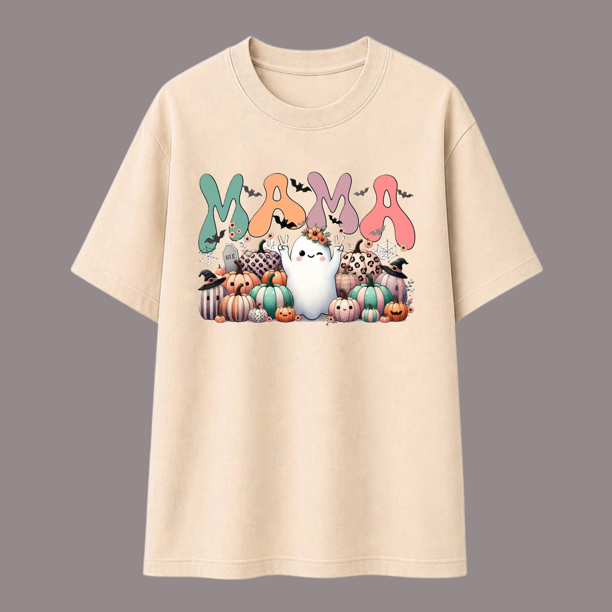 Halloween Mama Ghost Pumpkin Shirt, Spooky Season Mom Graphic Tee