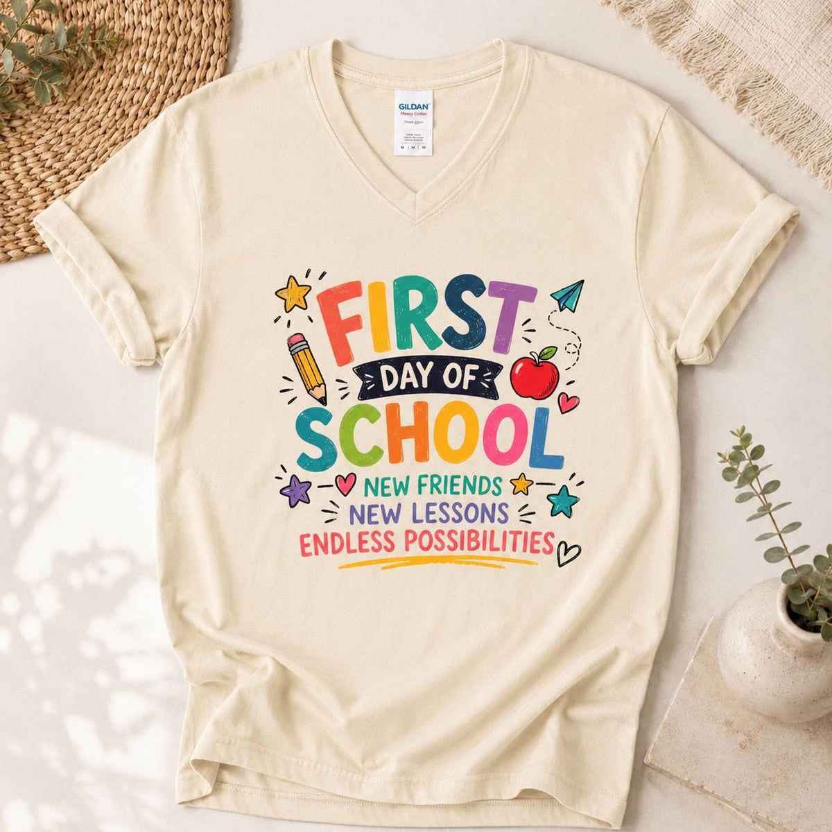 First Day of School Kids Graphic T-Shirt, New Friends New Lessons Tee