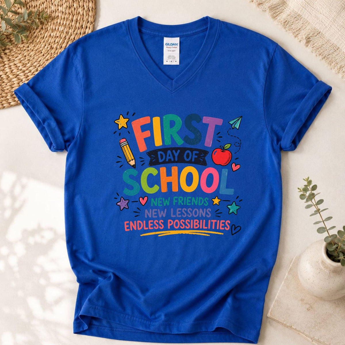 First Day of School Kids Graphic T-Shirt, New Friends New Lessons Tee