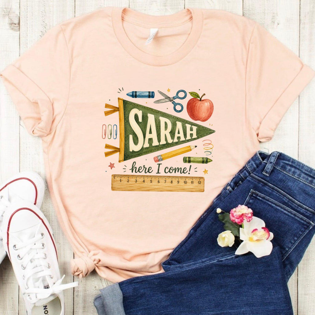 Personalized Teacher Name Pennant Shirt, Back to School Classroom Tee