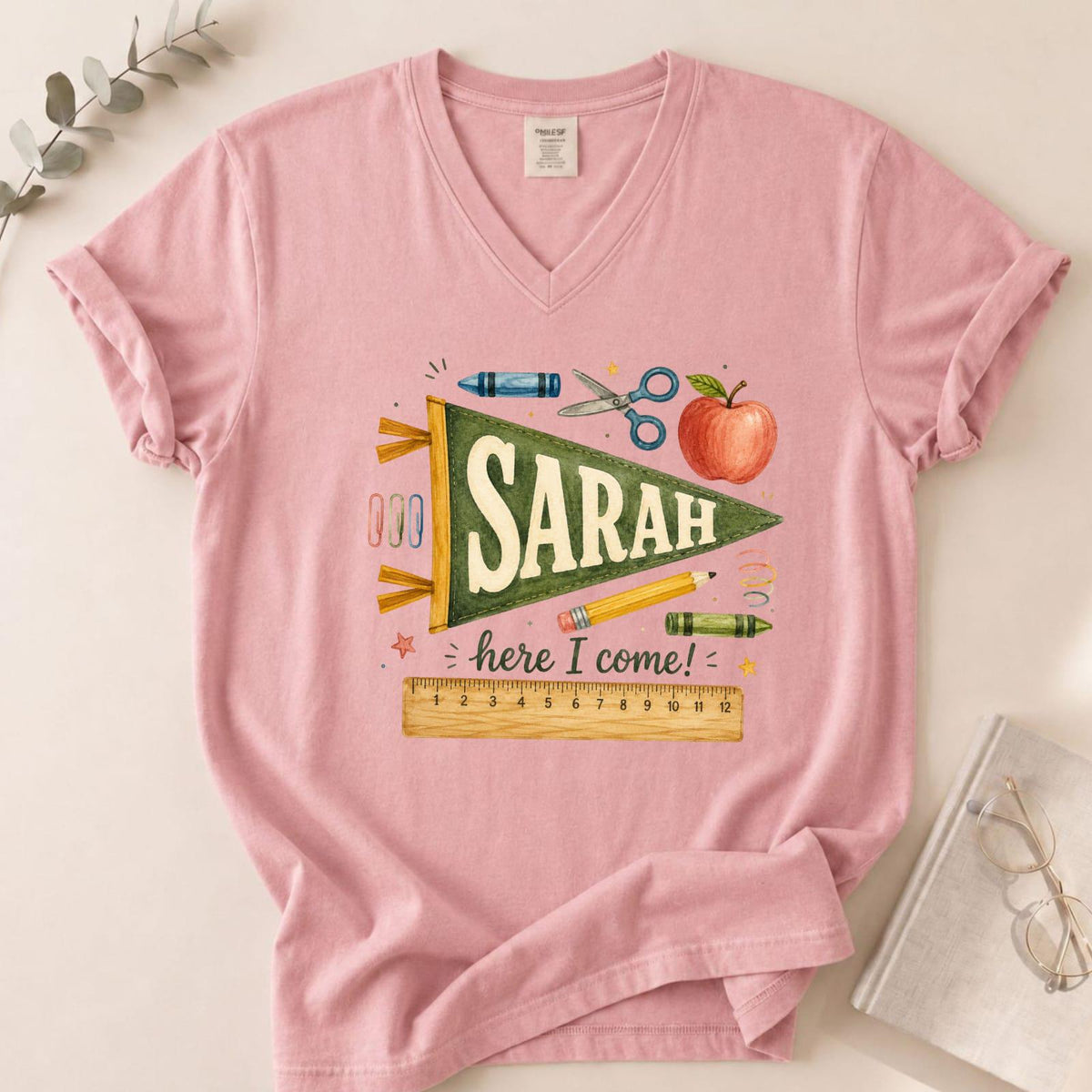 Personalized Teacher Name Pennant Shirt, Back to School Classroom Tee