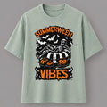 Summerween Vibes Skeleton Pumpkin T-Shirt, Retro Halloween Graphic Tee