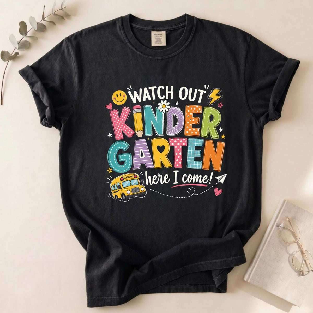 Kindergarten Here I Come Shirt, First Day School Bus Tee, Back to School Outfit