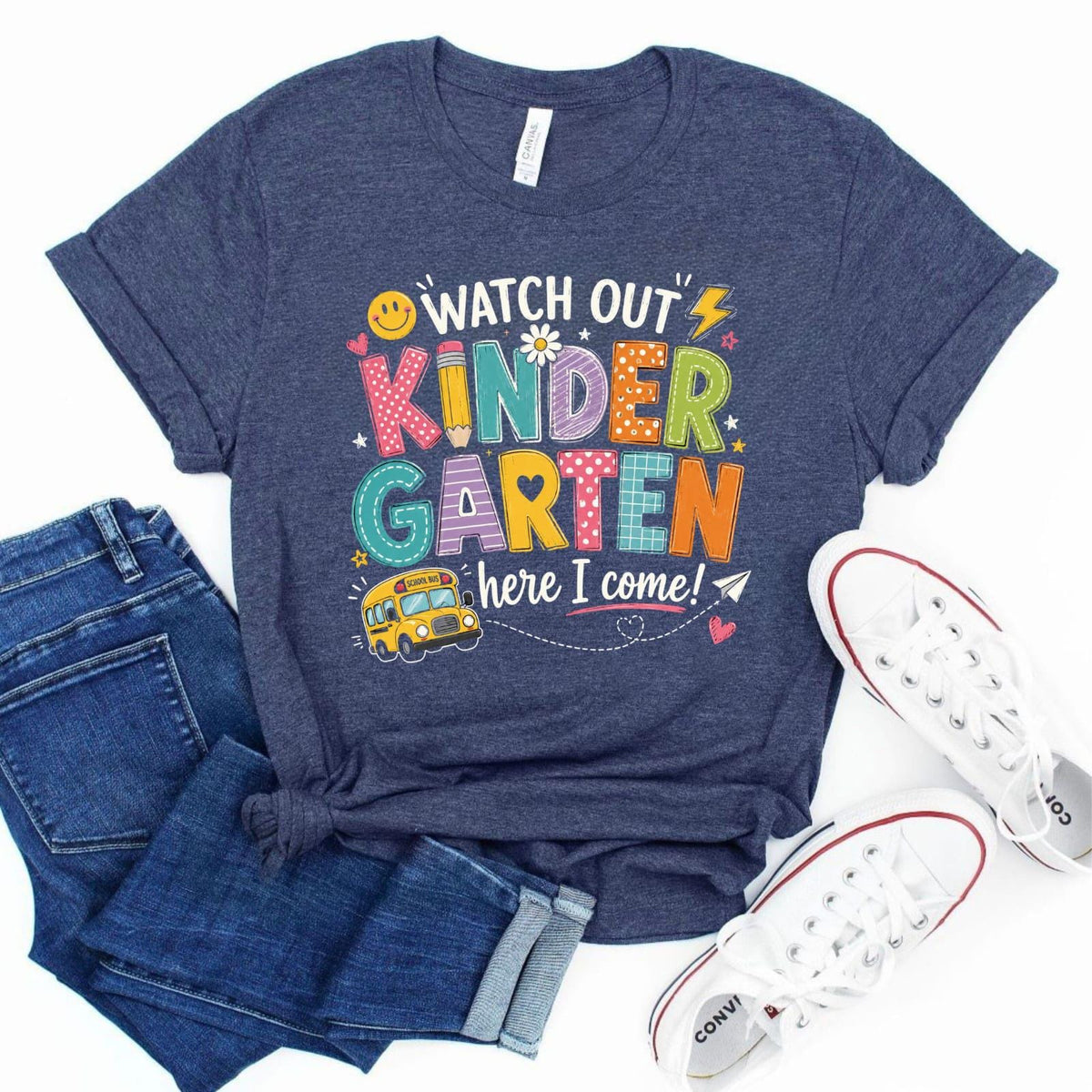 Kindergarten Here I Come Shirt, First Day School Bus Tee, Back to School Outfit