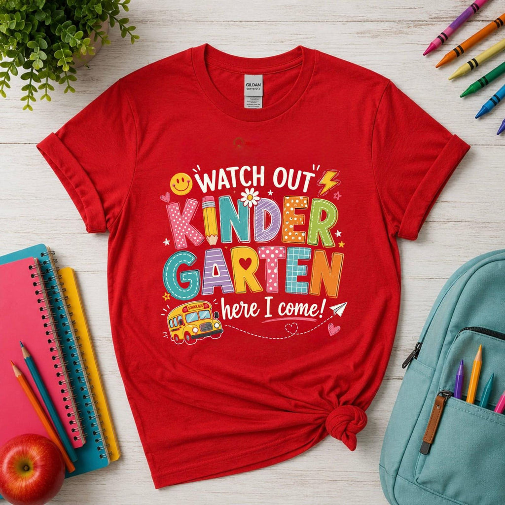 Kindergarten Here I Come Shirt, First Day School Bus Tee, Back to School Outfit