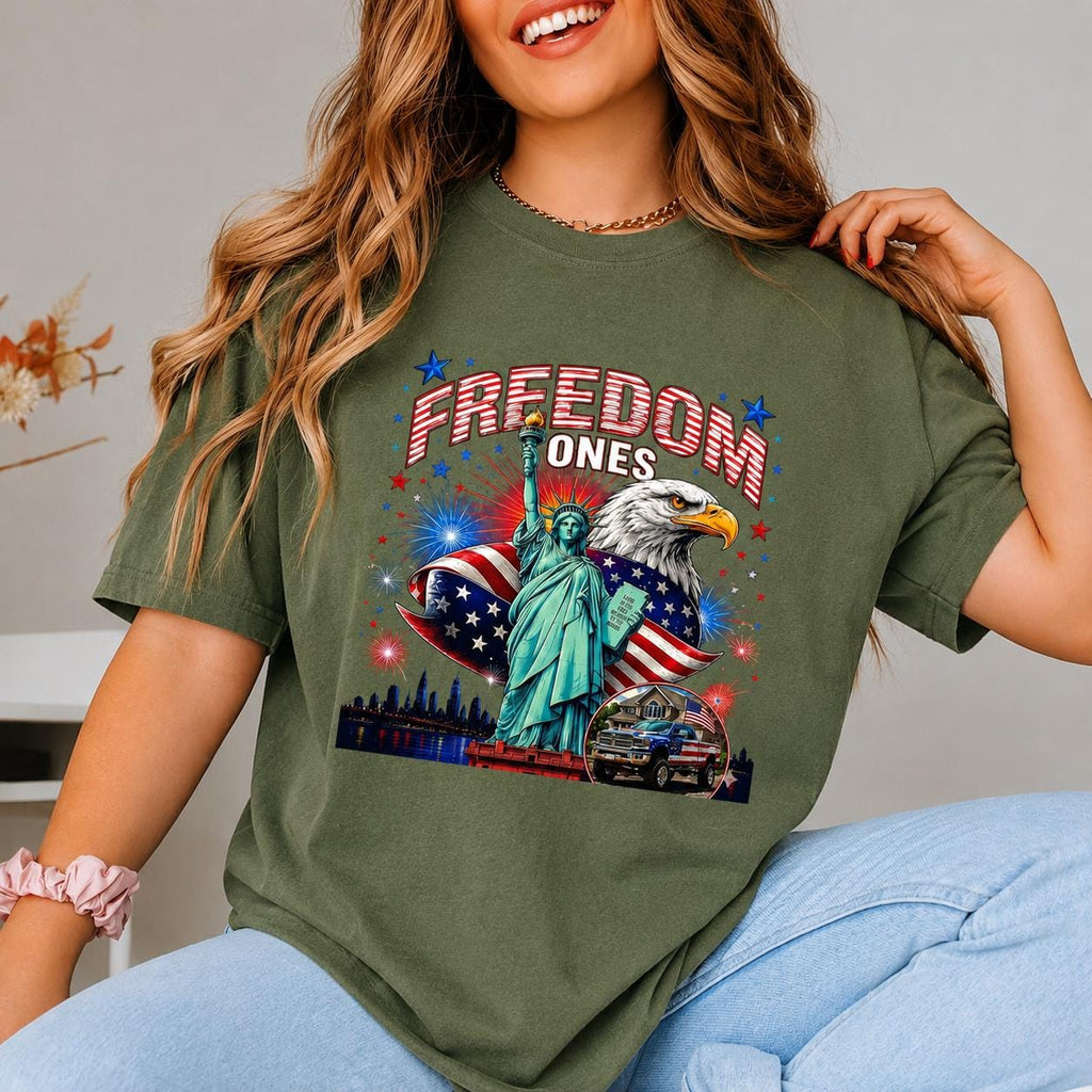 Patriotic USA Graphic Tee, Statue of Liberty Eagle Shirt, Independence Day Apparel