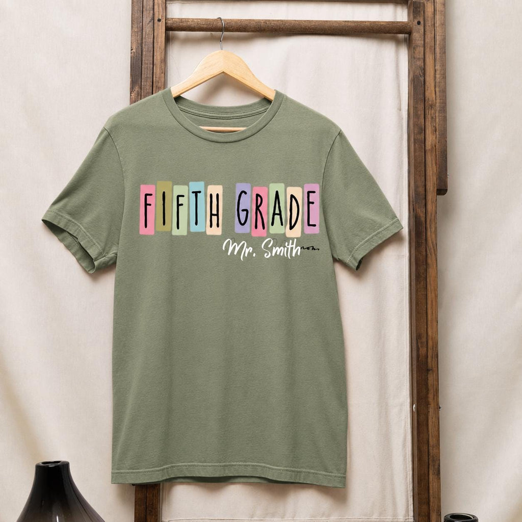Personalized Fifth Grade Teacher Shirt, Custom Name Back to School Tee