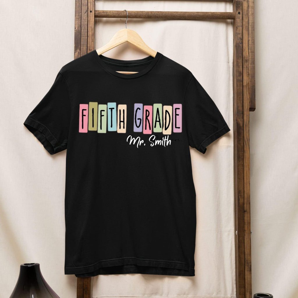 Personalized Fifth Grade Teacher Shirt, Custom Name Back to School Tee