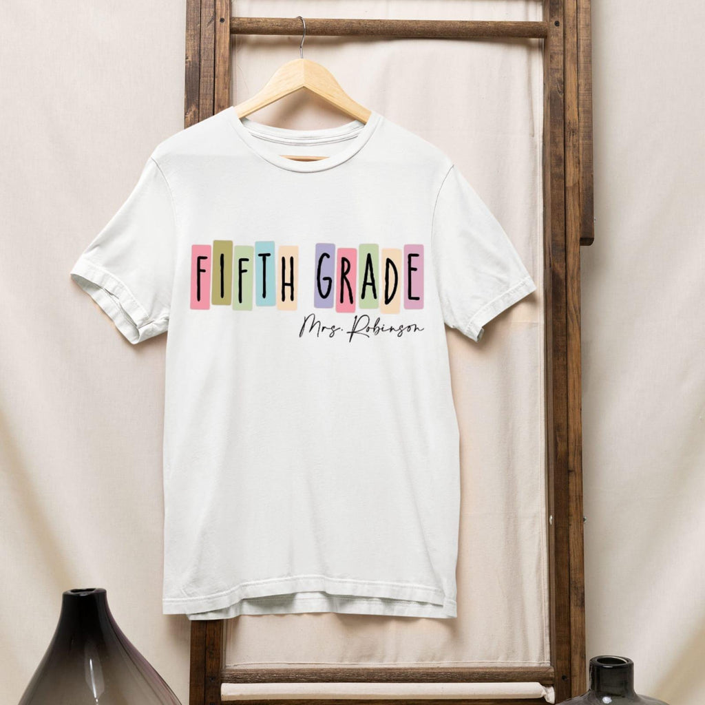 Personalized Fifth Grade Teacher Shirt, Custom Name Back to School Tee