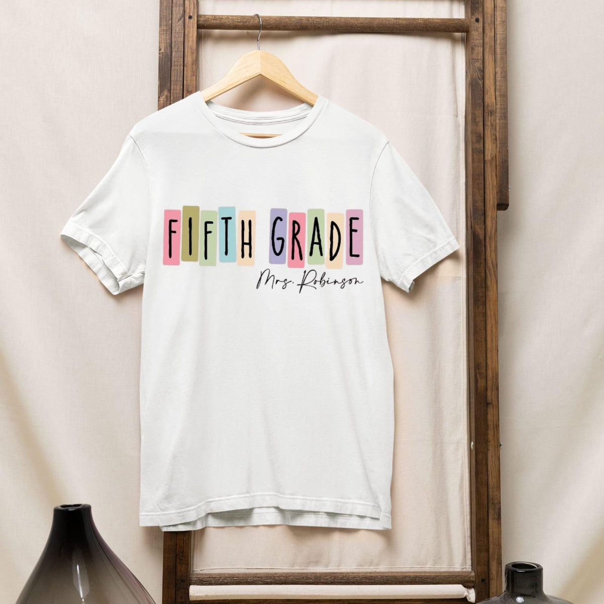 Personalized Fifth Grade Teacher Shirt, Custom Name Back to School Tee