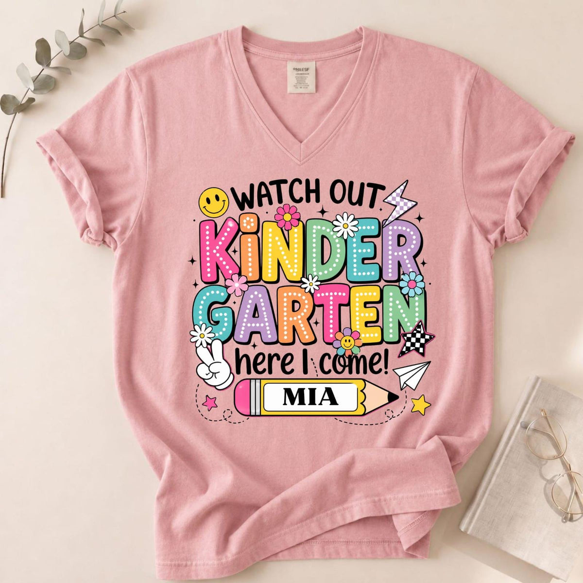 Personalized Kindergarten Shirt, First Day of School Tee, Custom Name Apparel