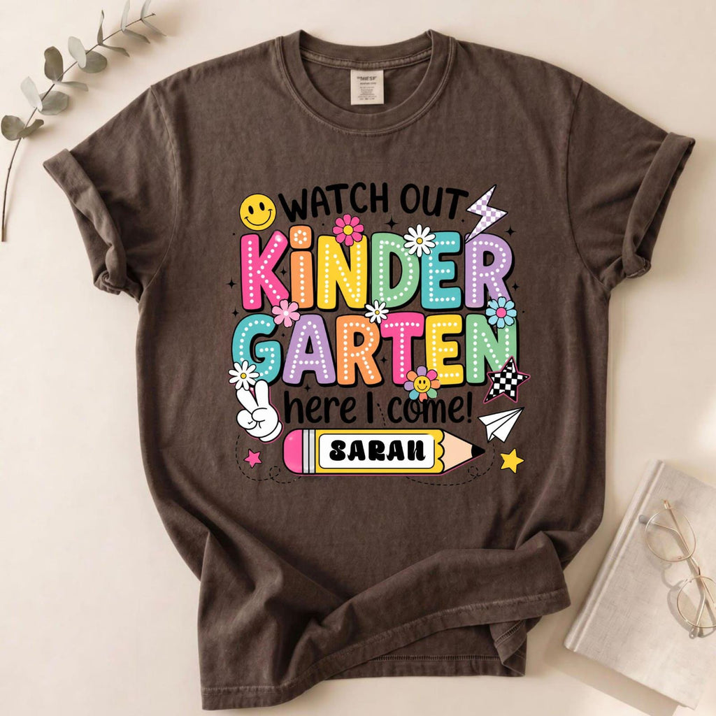 Personalized Kindergarten Shirt, First Day of School Tee, Custom Name Apparel