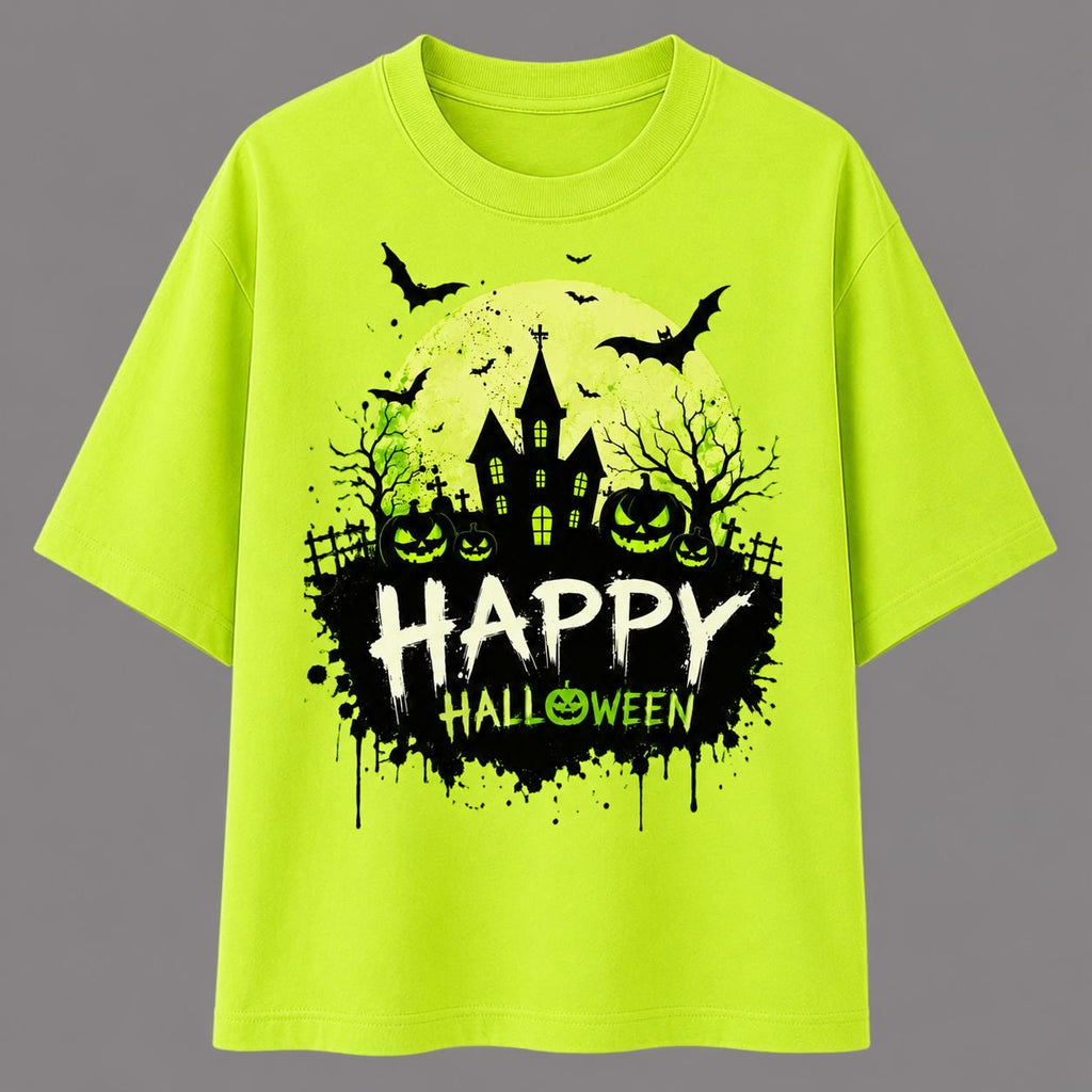 Happy Halloween Haunted House Graphic T-Shirt, Spooky Season Pumpkin Tee