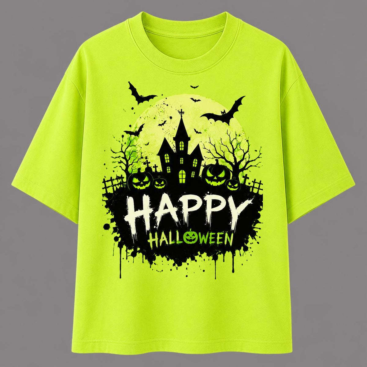 Happy Halloween Haunted House Graphic T-Shirt, Spooky Season Pumpkin Tee