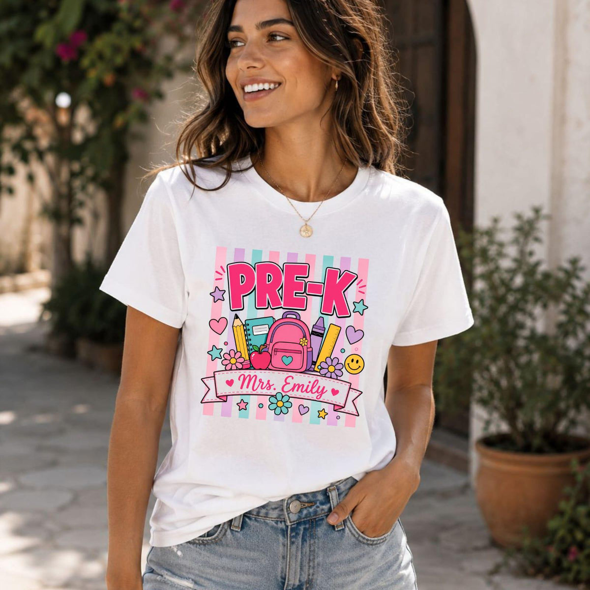 Personalized Pre-K Teacher Shirt, Custom Name Back to School Classroom Tee