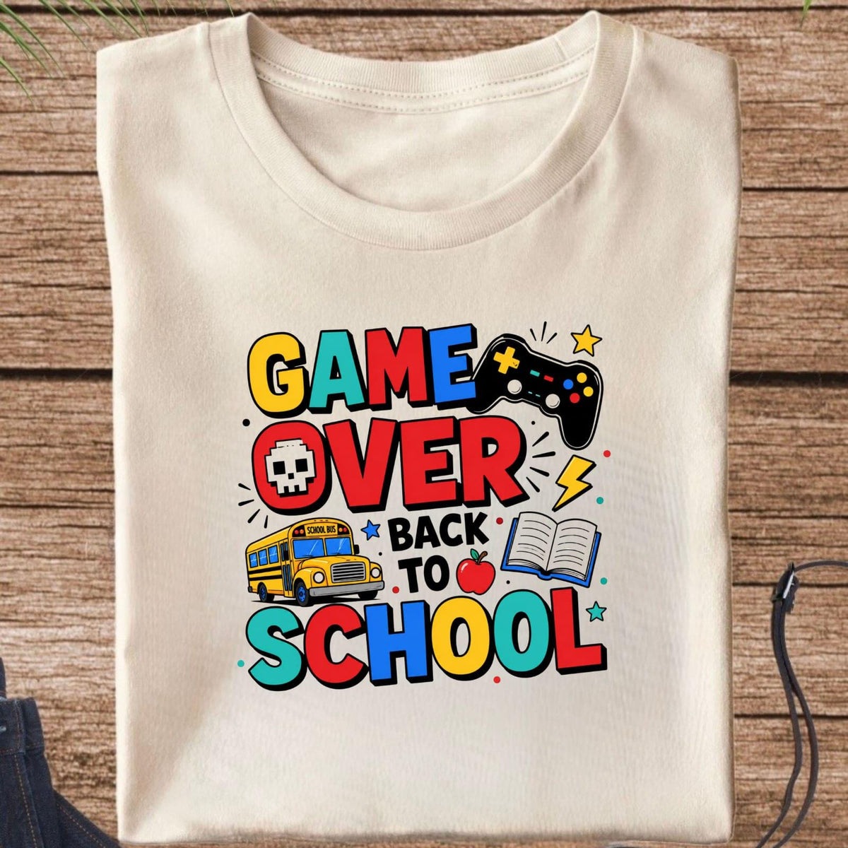 Gamer "Game Over" Back to School Shirt, Kids Gaming First Day Outfit