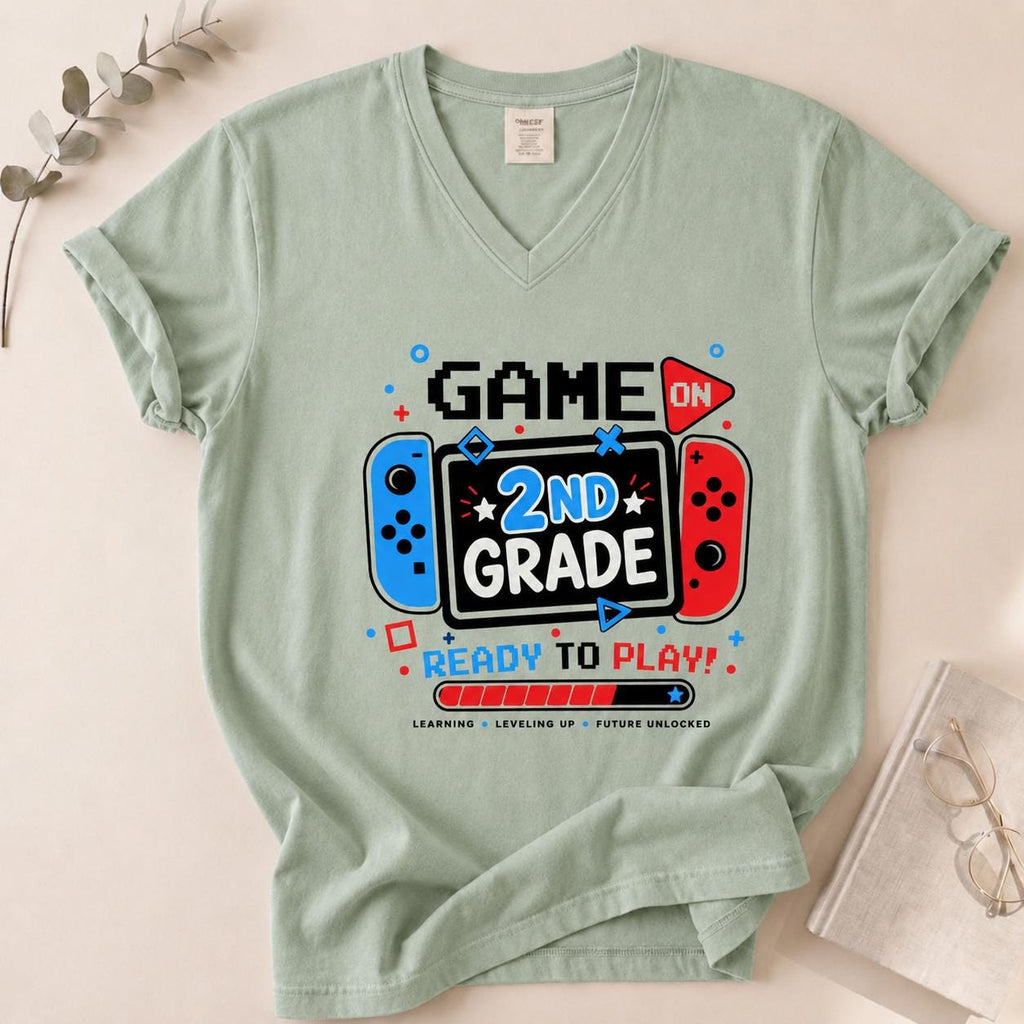 Game On 2nd Grade Gamer Shirt, Back to School Video Game Tee