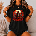 Grim Reaper Halloween Shirt, Spooky Skeleton Pumpkin Graphic Tee