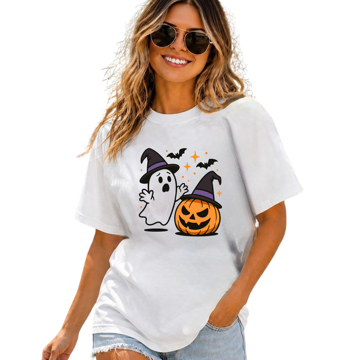 Halloween Ghost Pumpkin Shirt, Spooky Season Graphic Tee, Fall Unisex Apparel
