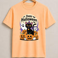 Halloween Black Cat Pumpkin T-Shirt, Spooky Season Witch Cat Tee