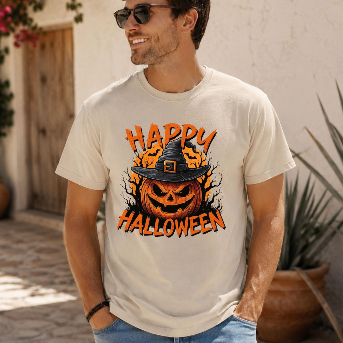 Happy Halloween Witch Hat Pumpkin Shirt, Spooky Season Jack O Lantern Tee