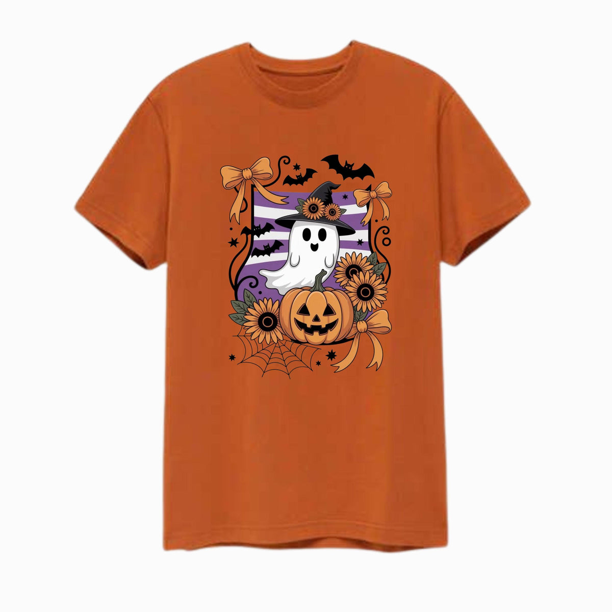 Cottagecore Ghost Halloween T-Shirt, Pumpkin Witch Bat Tee (Printed)