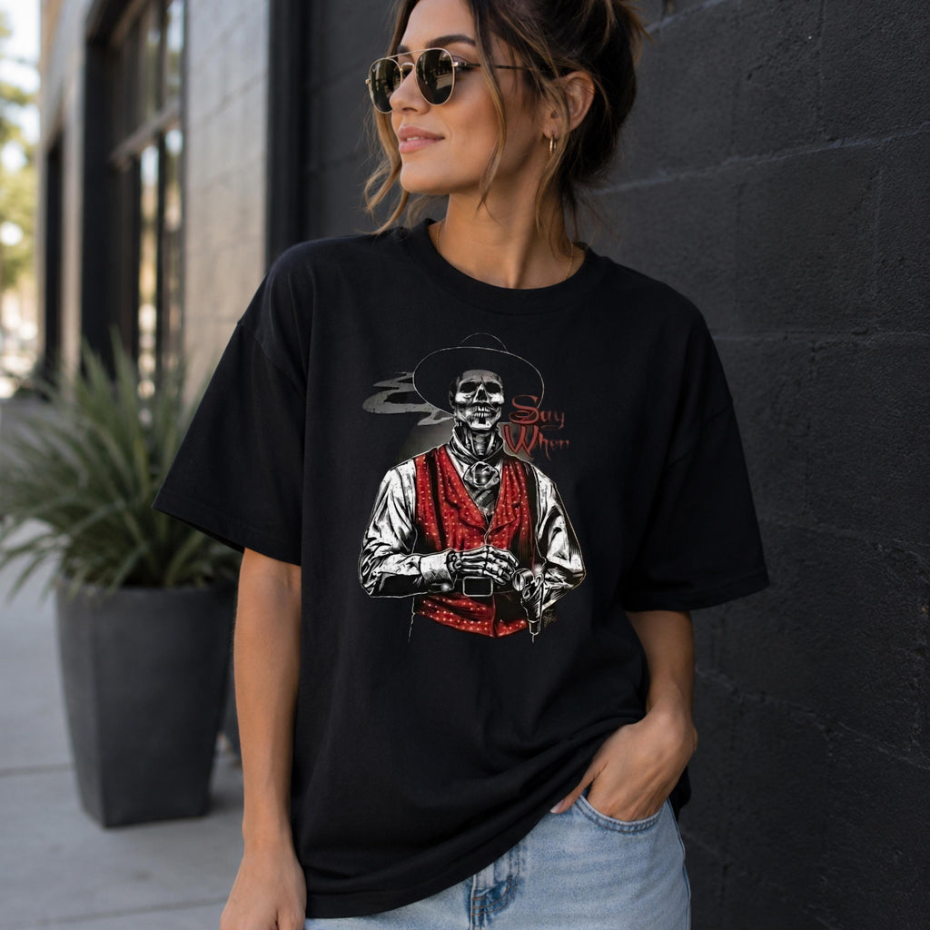 Vintage Cowboy Skeleton Shirt, Western Graphic Tee, Gothic Western T-Shirt, Retro Outlaw Cowboy Shirt, Unisex Skull Tee, Rodeo Gift
