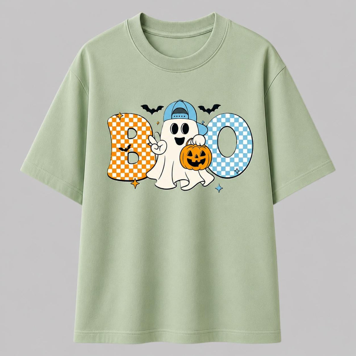 BOO Ghost Halloween T-Shirt, Kawaii Pumpkin Spooky Season Tee