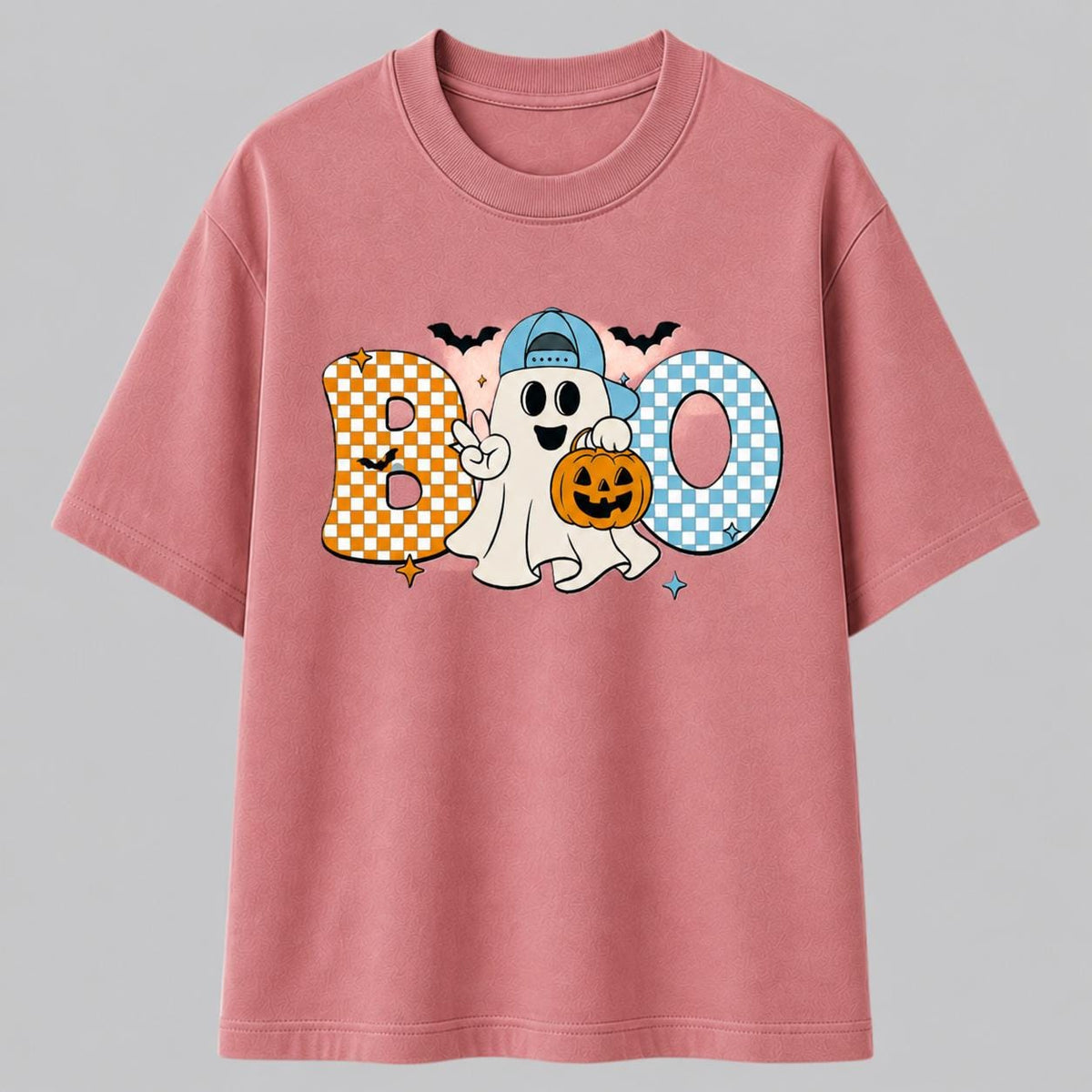 BOO Ghost Halloween T-Shirt, Kawaii Pumpkin Spooky Season Tee