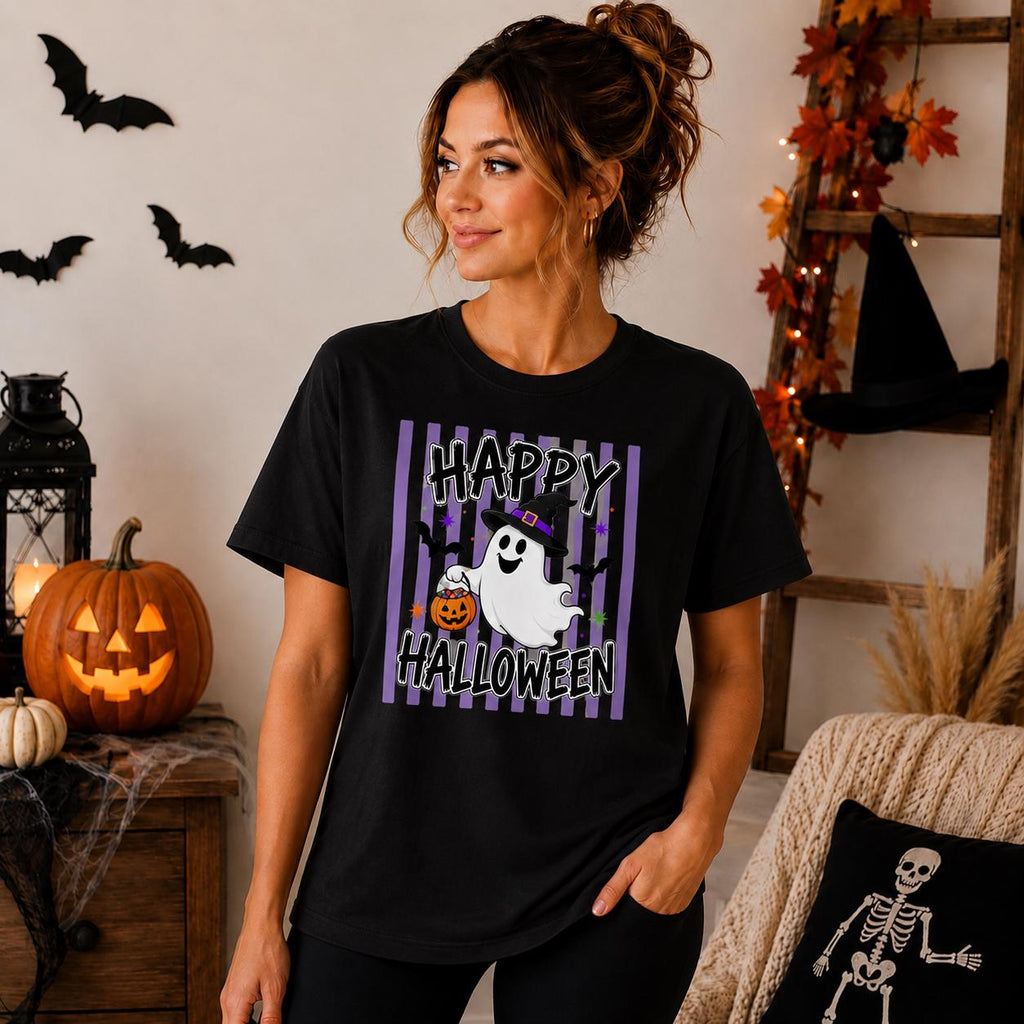 Happy Halloween Ghost Shirt, Pastel Spooky Season Graphic Tee