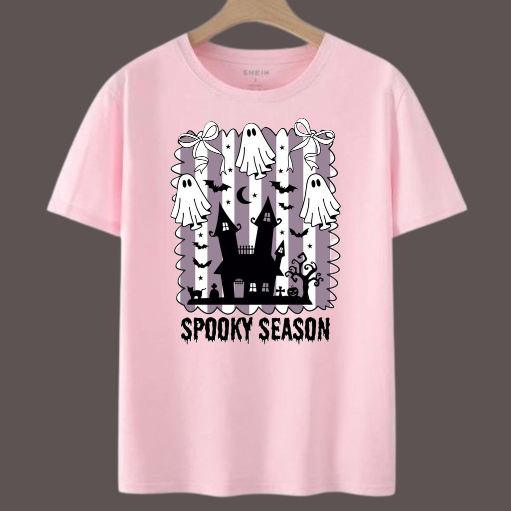Pastel Halloween Ghost Haunted House Shirt, Spooky Season Fall Graphic Tee