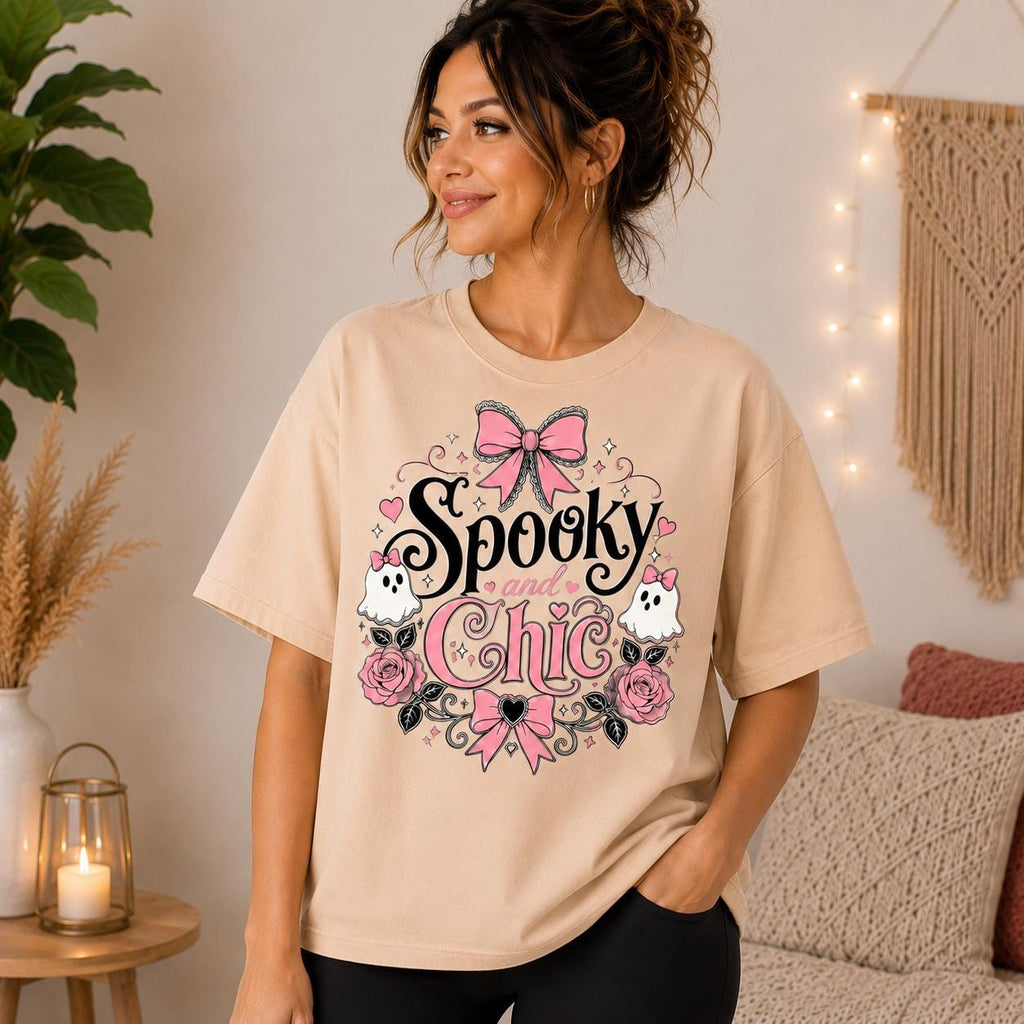 Coquette Ghost Halloween Shirt, Pink Bows Roses Spooky Chic Tee