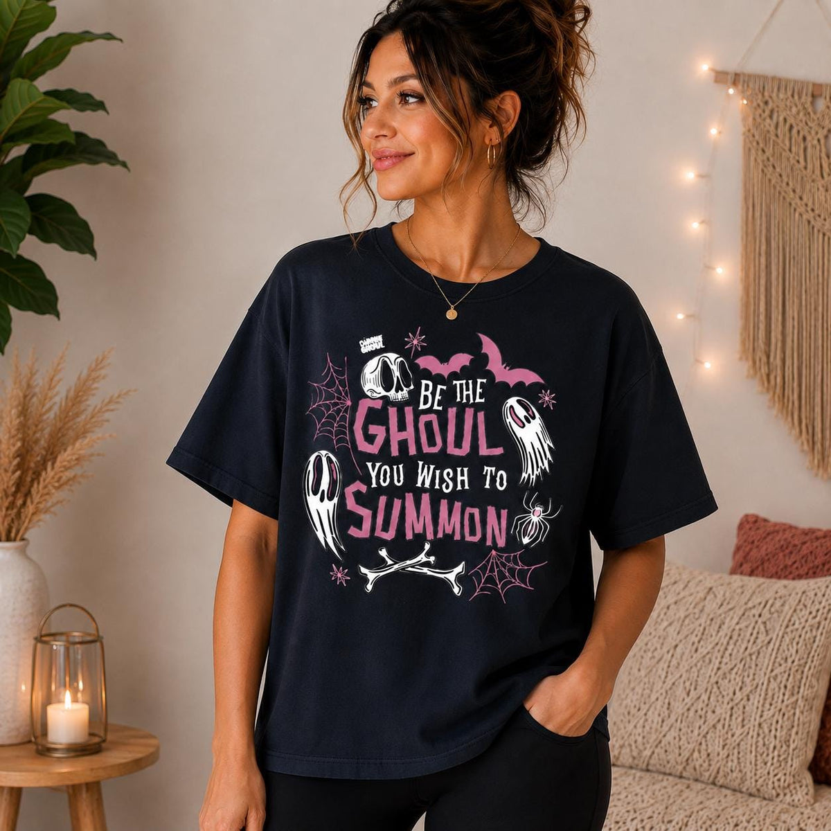Ghost Skull Spiderweb Halloween Graphic Tee, Spooky Season Shirt