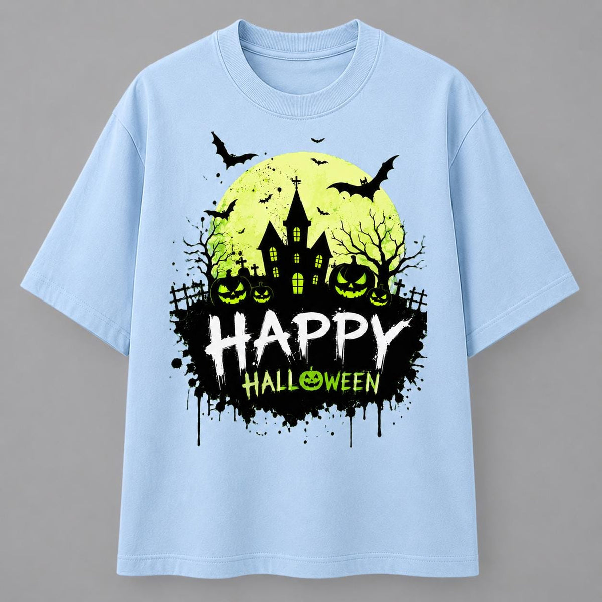 Happy Halloween Haunted House Graphic T-Shirt, Spooky Season Pumpkin Tee