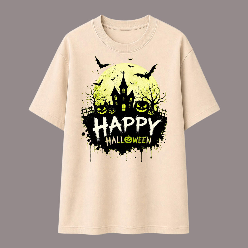 Happy Halloween Haunted House Graphic T-Shirt, Spooky Season Pumpkin Tee