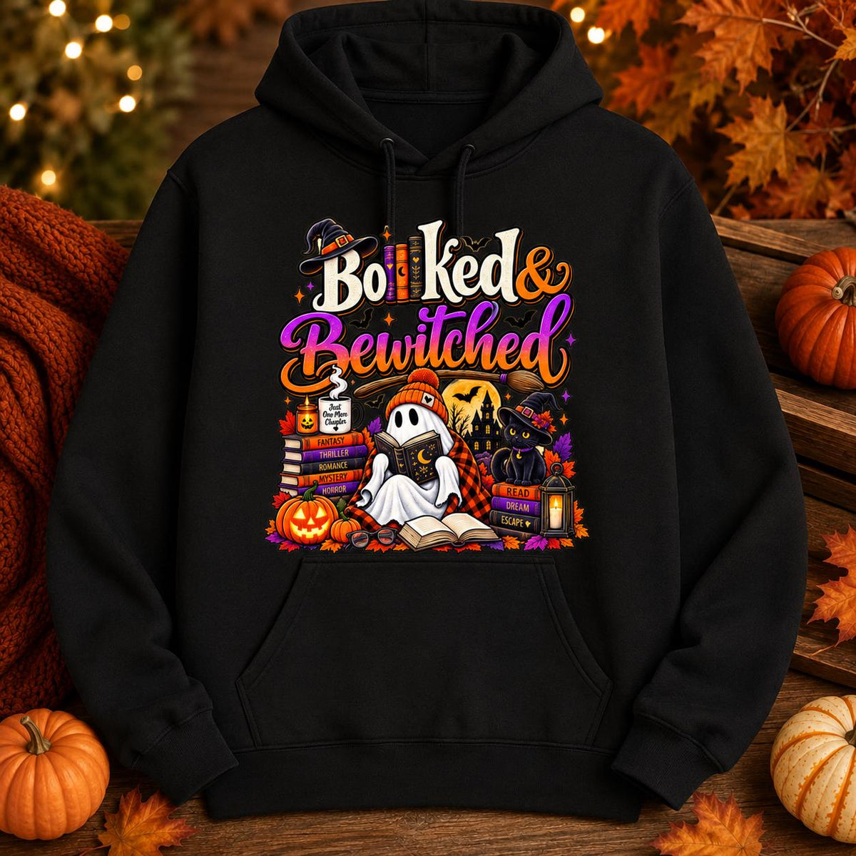 Bookish Halloween Sweatshirt, Ghost Reading Books, Spooky Season Pullover