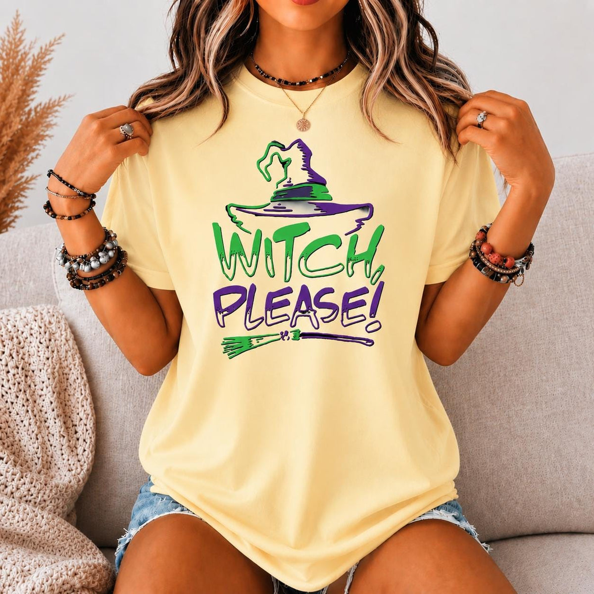 Witch Please Halloween Graphic Tee, Witchcore Spooky Season Shirt