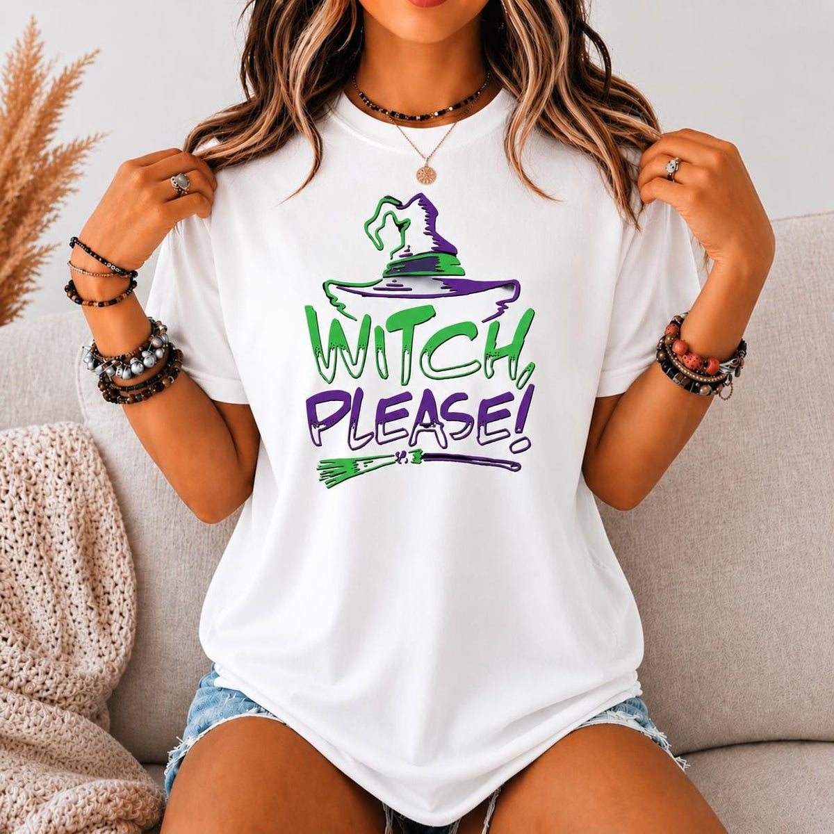 Witch Please Halloween Graphic Tee, Witchcore Spooky Season Shirt
