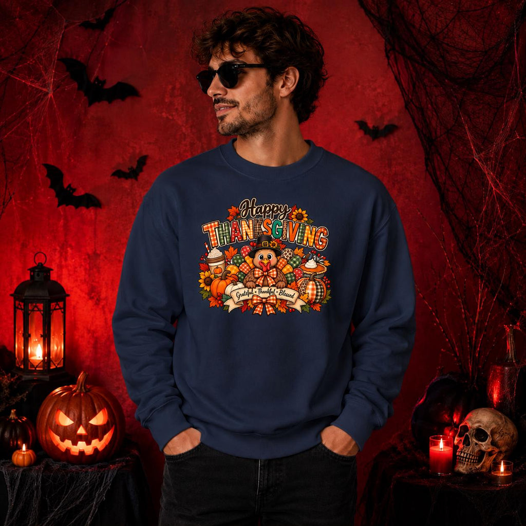 Happy Thanksgiving Turkey Hoodie, Autumn Pullover, Fall Gift