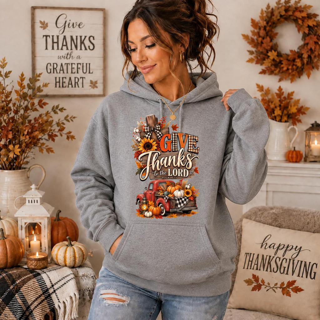 Christian Thanksgiving Hoodie, Fall Faith Pullover, Vintage Truck Design