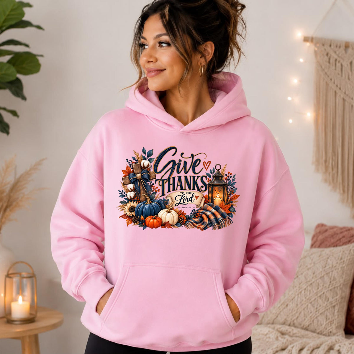 Christian Thanksgiving Sweatshirt, Fall Faith Pullover, Autumn Design (Gildan Heavy Blend)