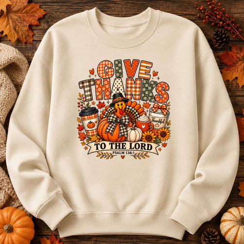 Christian Thanksgiving Sweatshirt, Give Thanks Pumpkin Pullover, Fall Faith Apparel