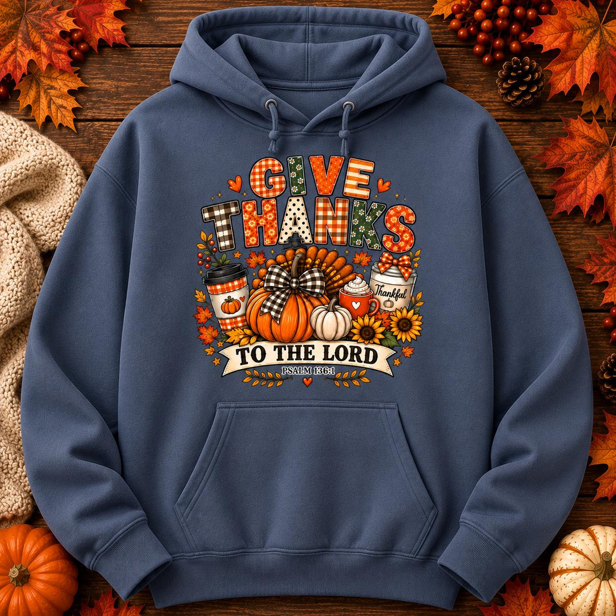 Christian Thanksgiving Sweatshirt, Give Thanks Pumpkin Pullover, Fall Faith Apparel