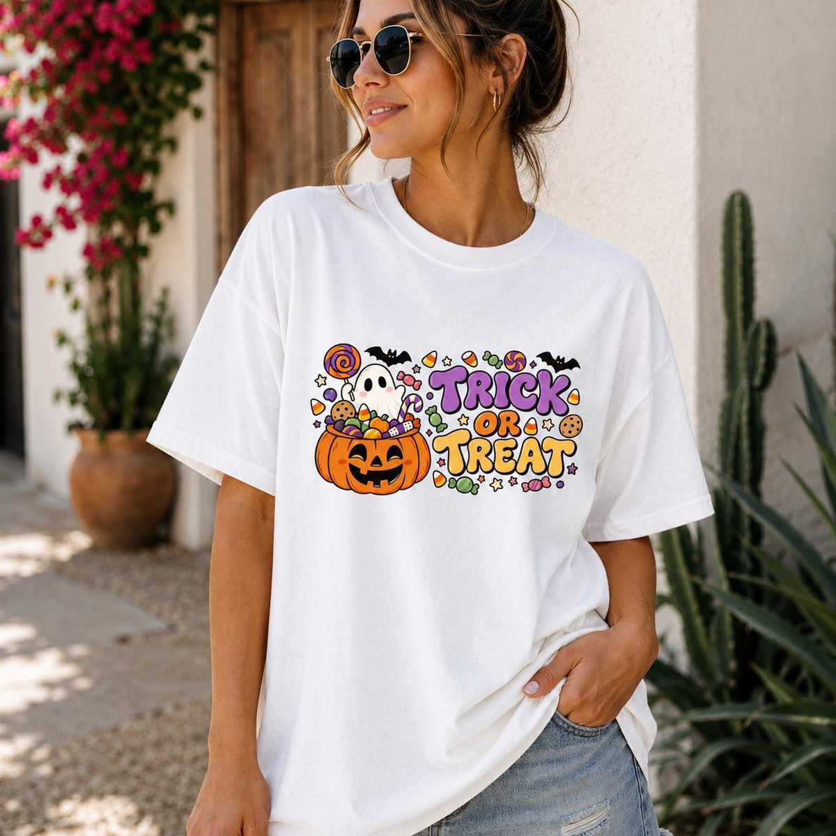 Kids Halloween Pumpkin Candy Shirt, Spooky Season Trick or Treat Tee