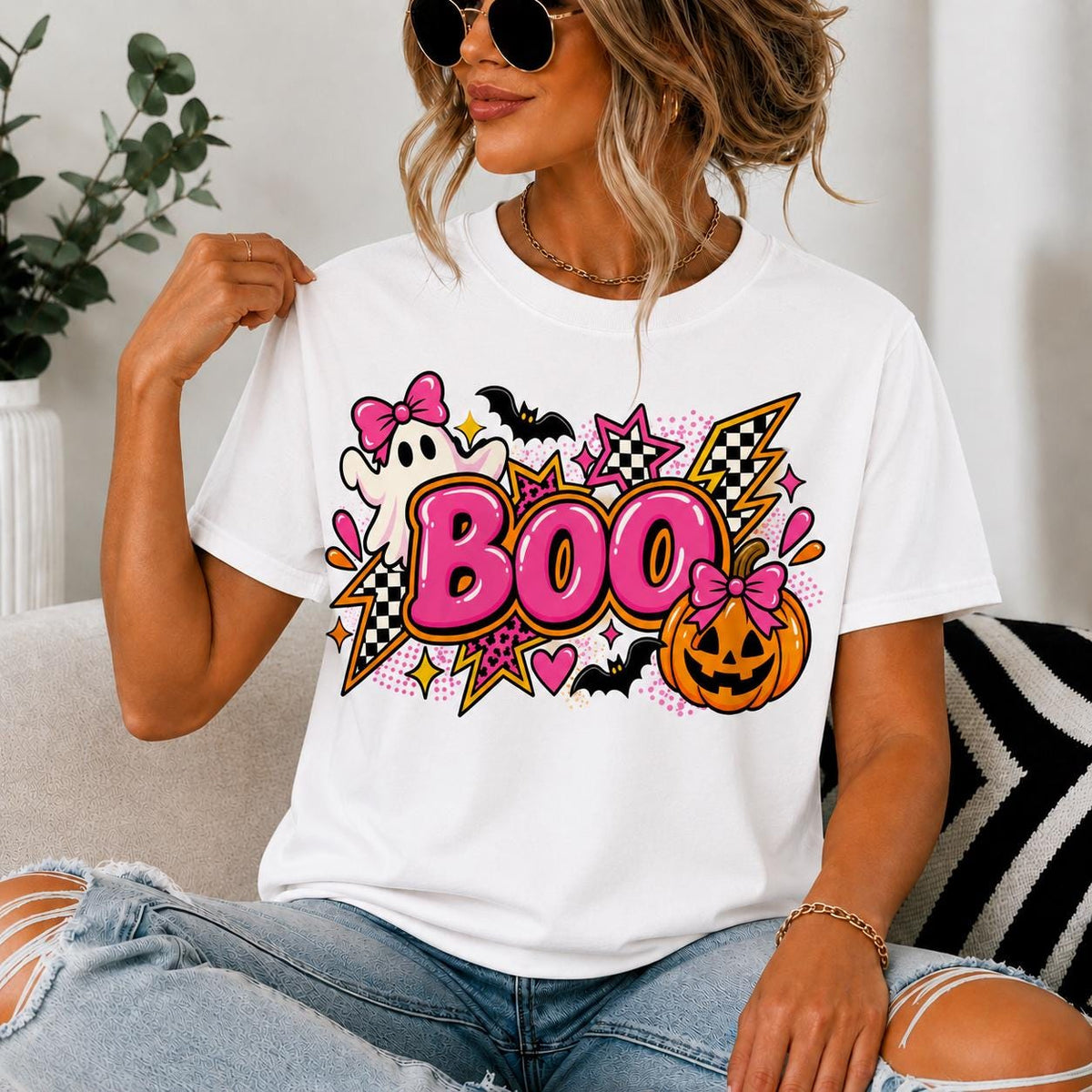 Boo Boo Boo Ghost Pumpkin Tee, Retro Y2K Halloween Graphic Shirt